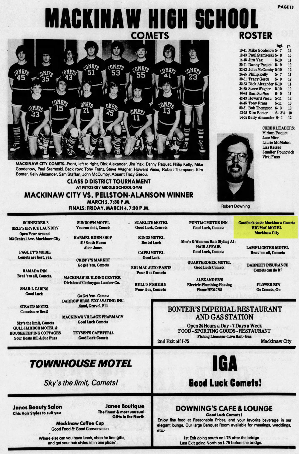 Big Mac Motel - Feb 24 1977 Mackinaw City Comets Promo (newer photo)